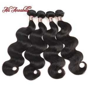 ALI ANNABELLE HAIR Body Wave Peruvian Hair Weave Bundles Natural Color 3 Bundles 100% Human Hair Weave 10-28 Inch Remy Hair