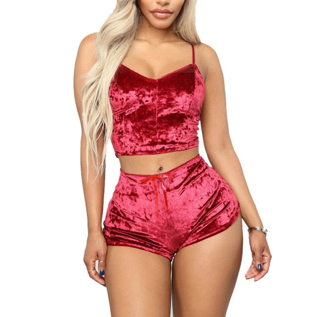 2020 Sexy Two Pieces Sleepwear Bra Sets Velvet Underwear Lingerie Sets Ladies Intimates Tops And Pants Babydoll Sets Clothing