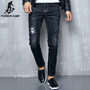 Pioneer Camp new Spring Autumn thick jeans men brand clothing male black denim pants top quality casual denim trousers 611036