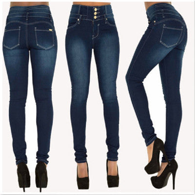 2016 New Arrival Wholesale Woman Denim Pencil Pants Top Brand Stretch Jeans High Waist Pants Women High Waist Jeans