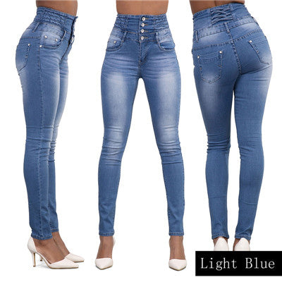 2016 New Arrival Wholesale Woman Denim Pencil Pants Top Brand Stretch Jeans High Waist Pants Women High Waist Jeans