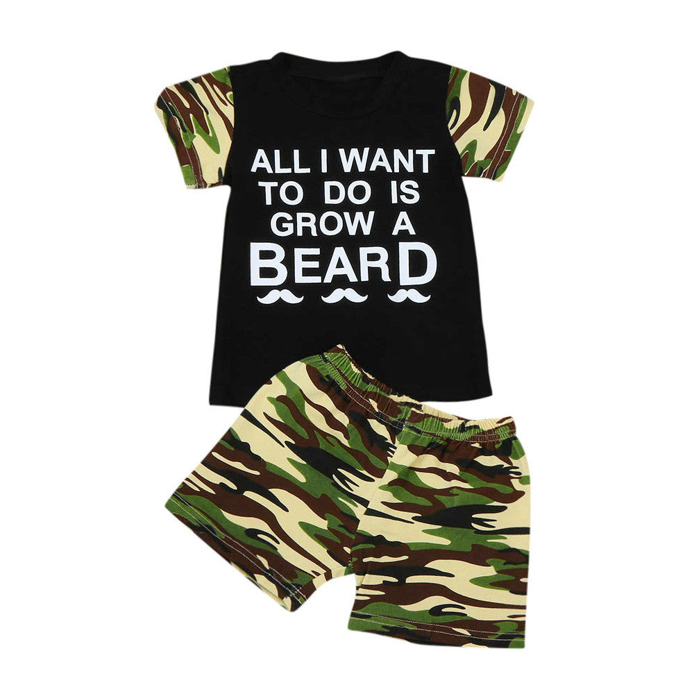 2pcs boys set Toddler Baby Kids Boy T-shirt Top+Camouflage Shorts Outfits Clothing Set drop shipping