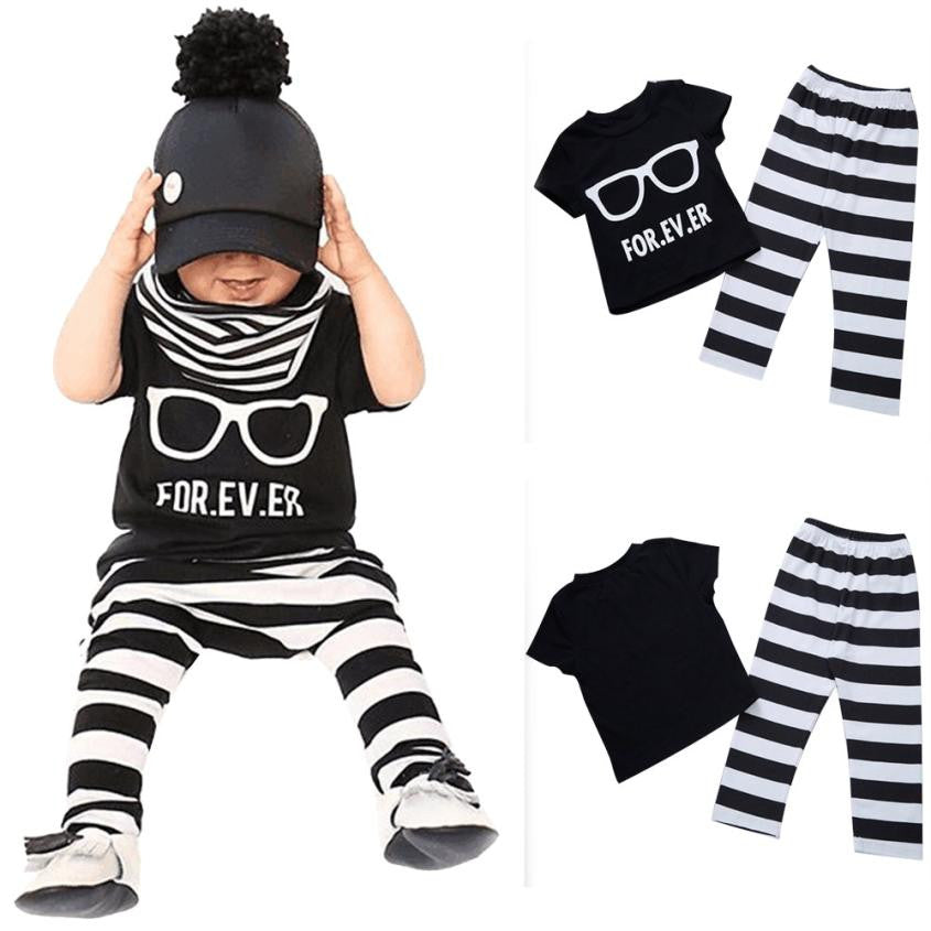Newborn Baby boys Girls clothes set Toddler Baby Infant Boys Girls Outfit T-shirt Tops+Pants Clothes 2 piece set Drop ship