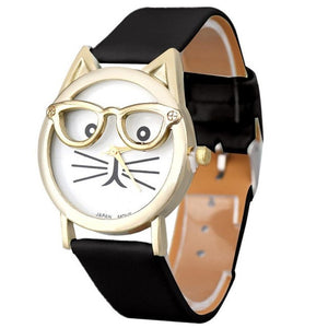 Brand Luxury Wrist Watched for Women 2017 Cute Glasses Cat Women Analog Quartz Dial Sport Wrist Watch Drop Ship