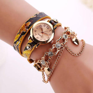 Woman Leather Rhinestone Rivet Chain Quartz Bracelet Wristwatch Watch Luxury Brand Stainless Steel watches Ladies Feminino