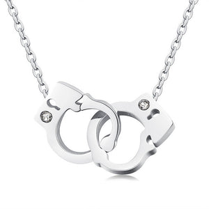 V.Ya Women Handcuffs Pendant Necklaces Jewelry 42CM Link Chain Stainless Steel Necklace for Women Jewelry Silver Rose Gold Color