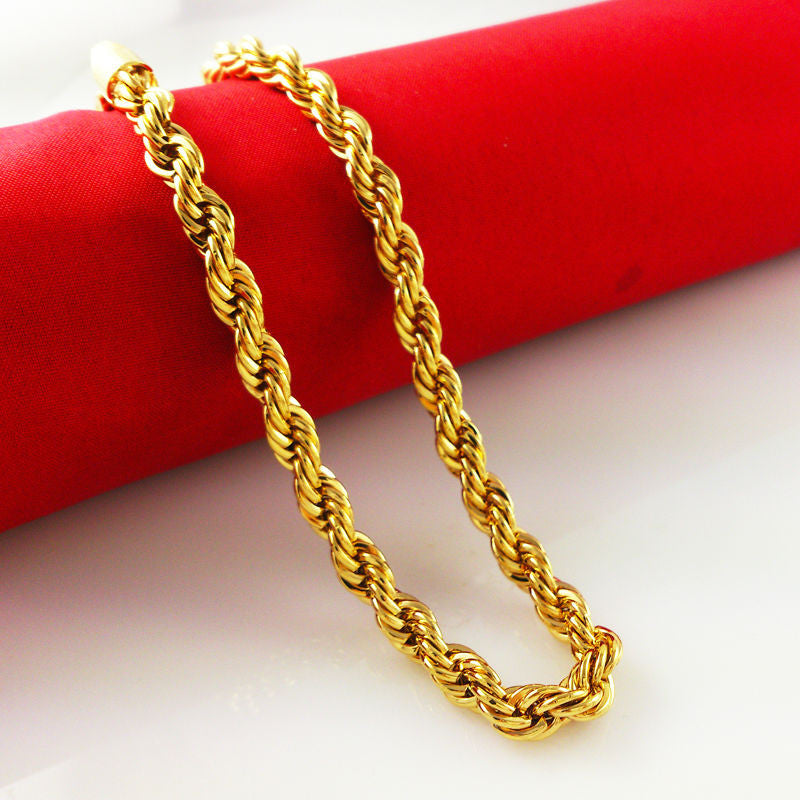 Hot selling ! 2017 New arrived Jewelry vacuum plated 24K gold necklaces,6mm 60cm chain ,new fashion style men jewelry   B049