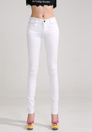 {Guoran} White Red Black 20 Candy Color Women Jeans Pants Plus Size Skinny Slim Trousers Stretch Jeans Leggins Femme Pantalon