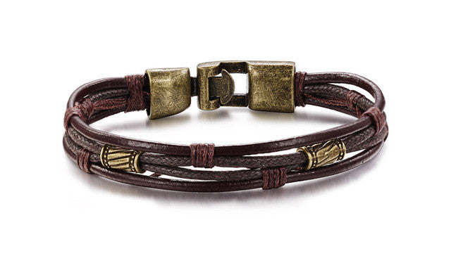 GAGAFEEL Bracelet Genuine Leather Bracelets Men Male Punk Jewelry Rope Chain Charm Bangle Wholesale Gifts OB855