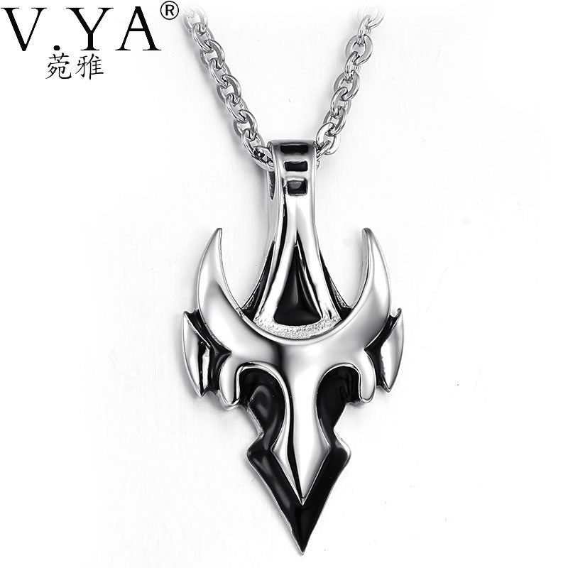 V.YA Stainless Steel Necklace Men 50cm Link Chain Cross Pendant Necklace for Women Male Jewelry