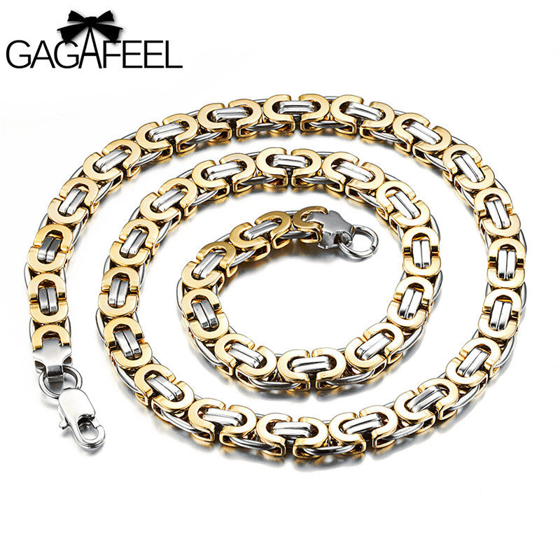 GAGAFEEL Men's Clavicle Chain Necklaces Without Pendant Single Hanging Chain Silver/Gold Color Stainless Steel Jewelry 57CM New