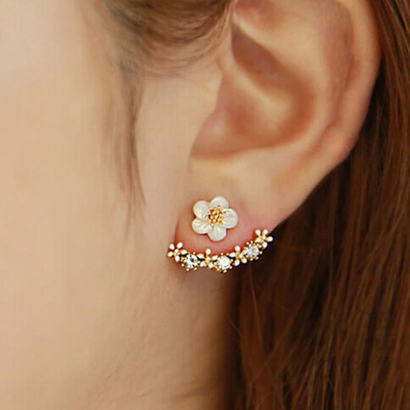 SUSENSTONE 1Pair Women Fashion Flower Crystal Ear Stud Earrings Earring Jewelry Gift