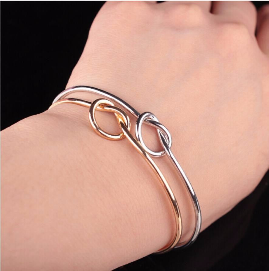 Simple knot bracelet Chic Fashion Simple Knot Bangle Cuff Opening Bracelet Copper Casting Jewelry