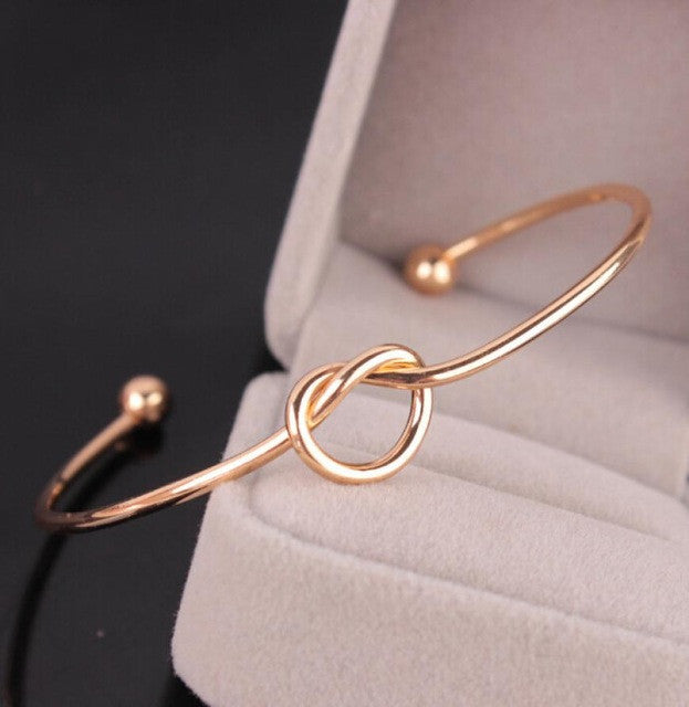 Simple knot bracelet Chic Fashion Simple Knot Bangle Cuff Opening Bracelet Copper Casting Jewelry