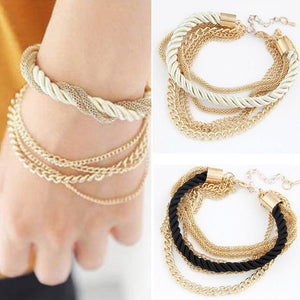 Fashion 2 colors luxury braided multilayer bracelet alloy bangle bracelets fashion jewelry