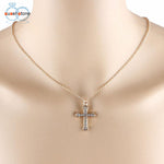 SUSENSTONE Women Girl Rhinestone Cross Pendant Alloy Necklace Clavicle Chain