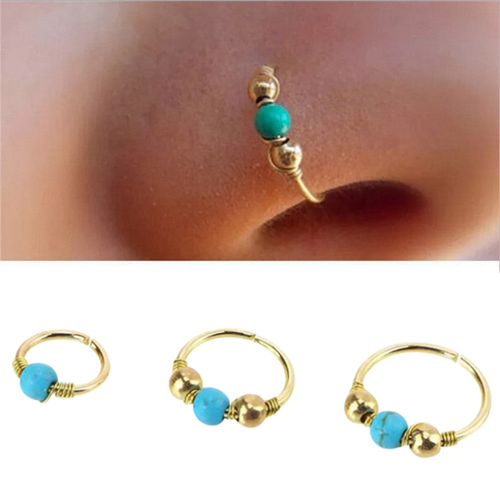 1xStainless Steel Hand knitted Nose Ring Nostril Hoop Nose Earring Piercing Jewelry #30
