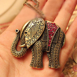 women colar kolye necklace Alloy Elephant Crystal Vintage Retro Long Jewellery Pendant Elephants necklace chain ornamentation