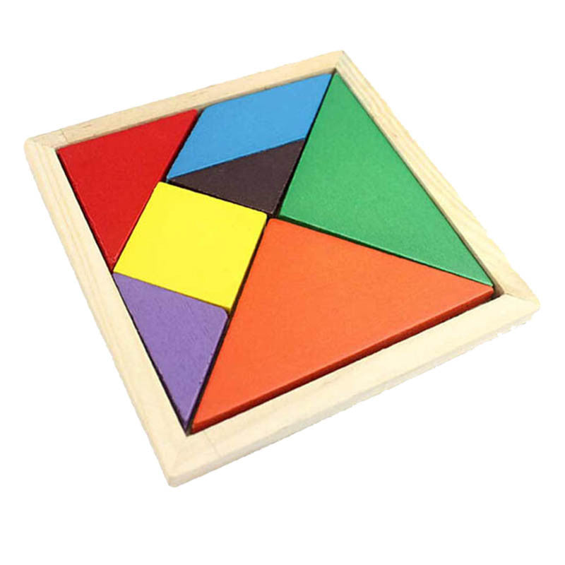7pcs/lot Baby Kids Wooden Learning Geometry Educational Toys Wood Jigsaw Puzzles Early Learn 3D Shapes Jigsaw Puzzles for Adult