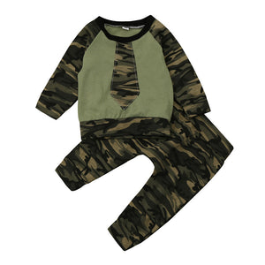 2PCS Newborn Infant Baby Boy Girl Clothes Cool Design Camouflage tops+pants T shirt tracksuit Toddler baby clothing kids clothes