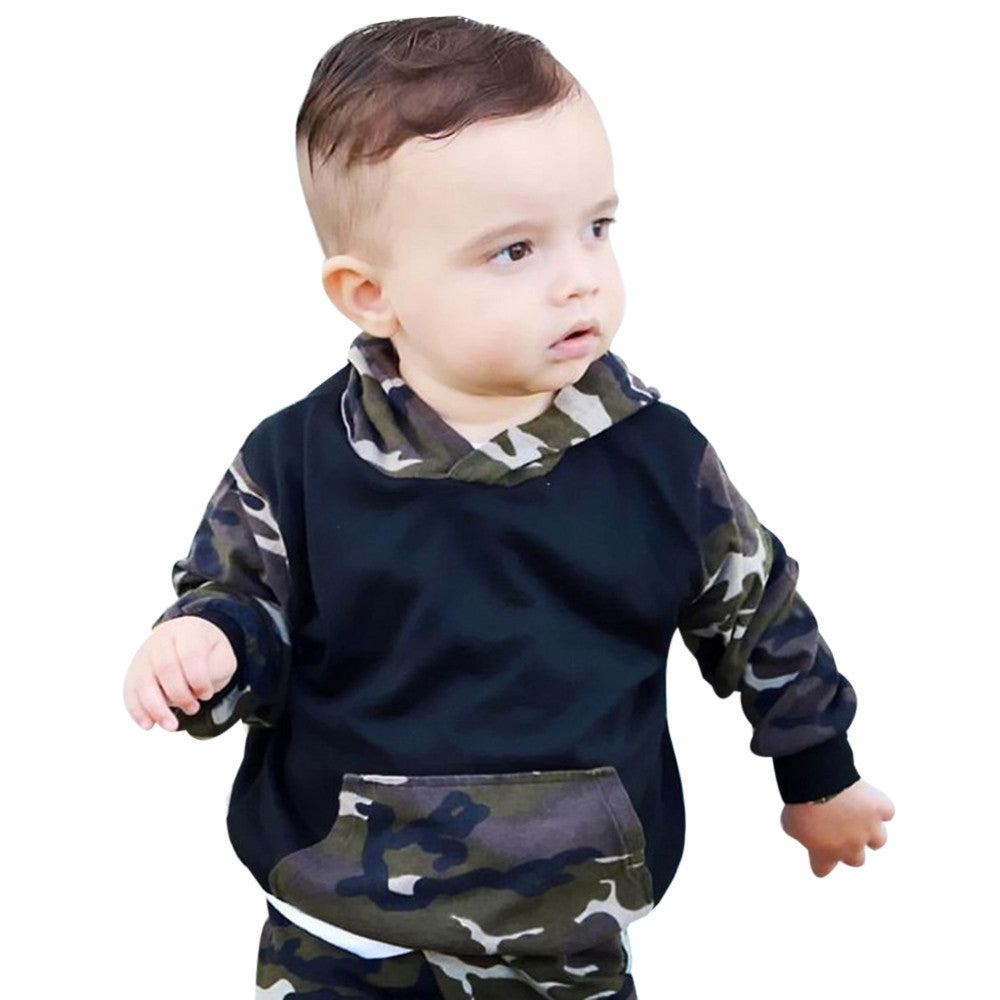 2pcs Autumn Spring Infant Clothes Baby Clothing Sets Baby Boys Camouflage Camo Hoodie Tops Long Pants 2Pcs Outfits Set Clothes