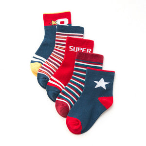 Winter Socks Baby Stripe Warm Cotton Socks For Children Unisex Comfortable Breathable Kids Slippers Ankle Socks 5pairs/lot