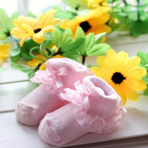 Cute Baby Socks Toddlers Girls Combed Cotton Ankle Short Lace Bowknots Socks Anti-skid Newborn Hot Calcetines de chicas 0-6M