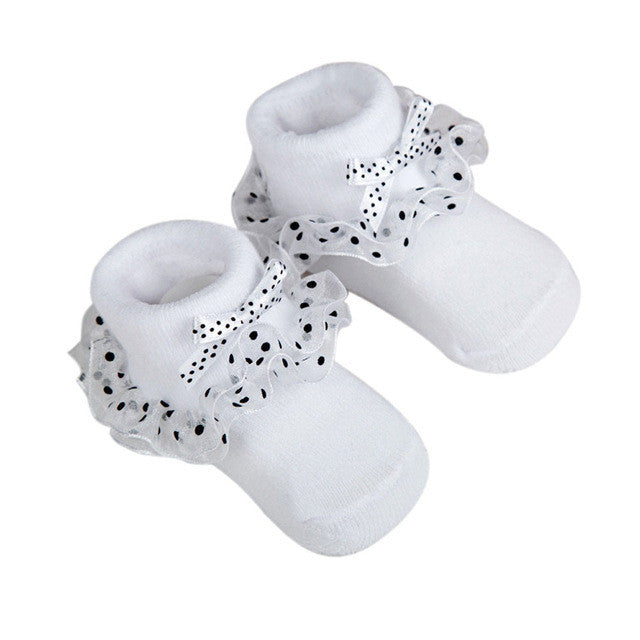 Cute Baby Socks Toddlers Girls Combed Cotton Ankle Short Lace Bowknots Socks Anti-skid Newborn Hot Calcetines de chicas 0-6M