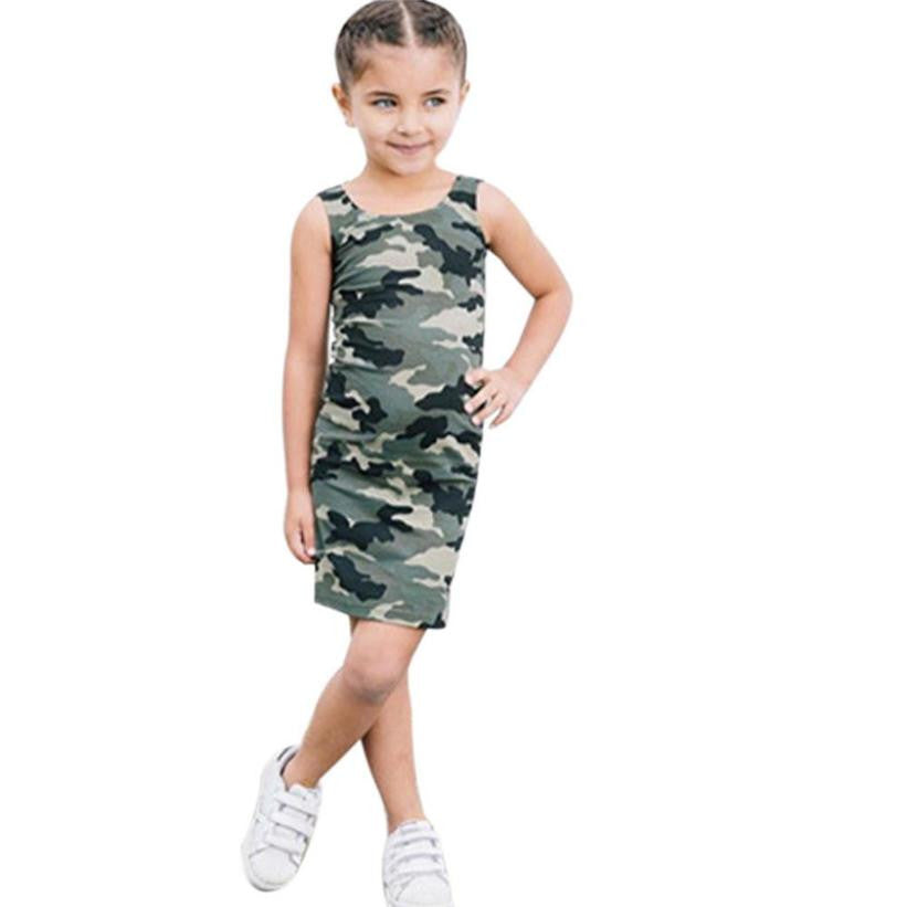 2017 Fancy Girls Summer Dress Camouflage Toddler Kids Party Backless Dresses Roupas Infantis Menina Baby Girl Clothes Sundress