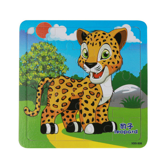 20PCS Wooden Jigsaw Puzzle Toys Cartoon Animals Jigsaw Toy Children Educational Toys for Kids Learning 3D Wooden Jigsaw Puzzle