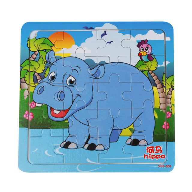 20PCS Wooden Jigsaw Puzzle Toys Cartoon Animals Jigsaw Toy Children Educational Toys for Kids Learning 3D Wooden Jigsaw Puzzle