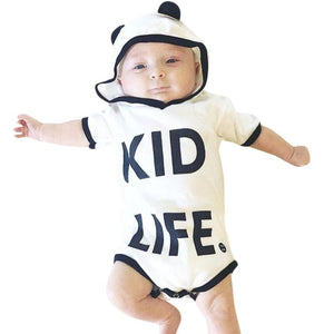 2017 New Newborn Kid Life Letter Print Rompers Baby Boy Girl Clothes Hoodies Short Sleeve Jumpsuit Letter Print Romper Outfit
