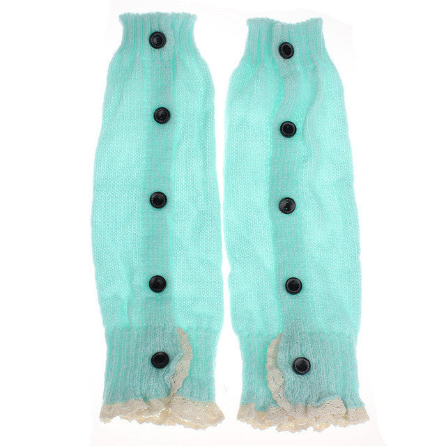 Leg Warmers for Girls Kids Winter Solid Crochet Knitted Lace Boot Cuffs Toppers Socks Botas Botines Mujer Invierno