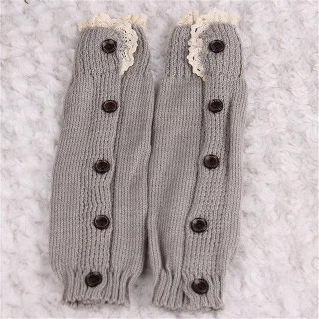 Leg Warmers for Girls Kids Winter Solid Crochet Knitted Lace Boot Cuffs Toppers Socks Botas Botines Mujer Invierno
