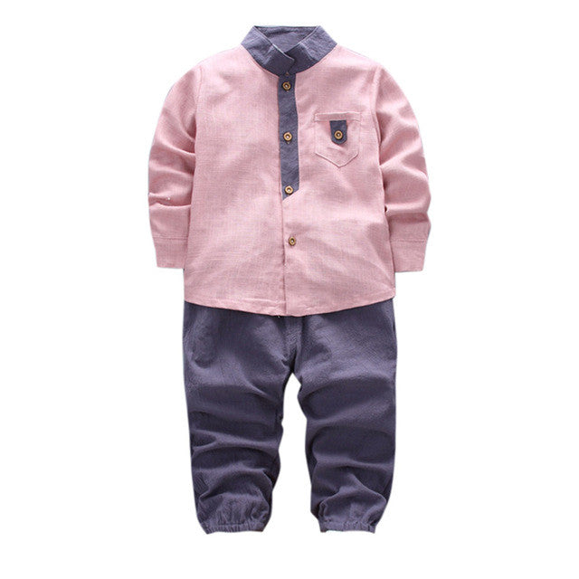 2pcs Toddler Baby Boys Kids Shirt Tops+Long Pants Clothes Gentleman Outfits Set Children Clothing 1-4Years