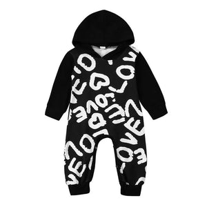 Toddler Baby Boys Girls Love Letter Print Clothes spring autumn Hoodie Romper Jumpsuit Hooded Outfits Newborn Kids Clothes