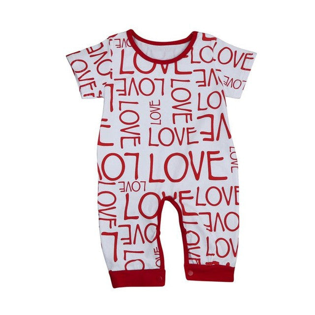 Cute Baby Boys Girls Clothes Newborn Infant Toddler Kids Bodysuit Short Sleeve Cotton Love Print Bodysuits Playsuit One Pieces