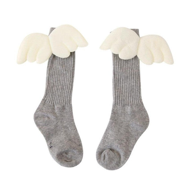 Cute Wing Children Socks For Girls Leg Warm Stripes Cotton Baby Kids Socks Knee High Socks For Toddler Girl Clothing Accessories