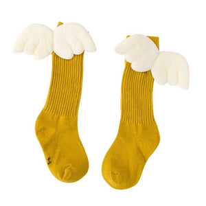 Cute Wing Children Socks For Girls Leg Warm Stripes Cotton Baby Kids Socks Knee High Socks For Toddler Girl Clothing Accessories