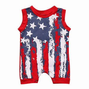 Newborn Baby Girl Romper Clothes Infant Bebes American Flag Rompers with Stars Stripes Sleeveless Kids Jumpsuit Outfit Sunsuit