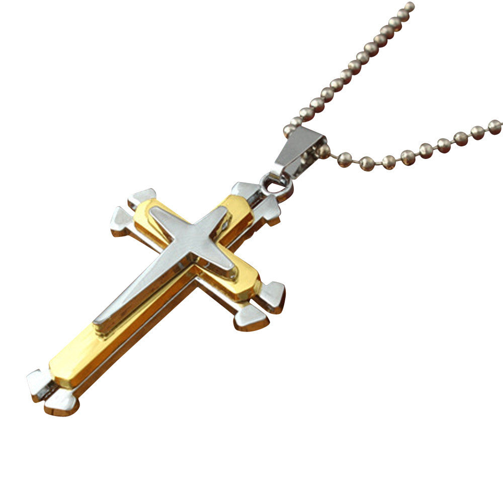 Unisex Men Stainless Steel Cross Pendant Necklace Chain