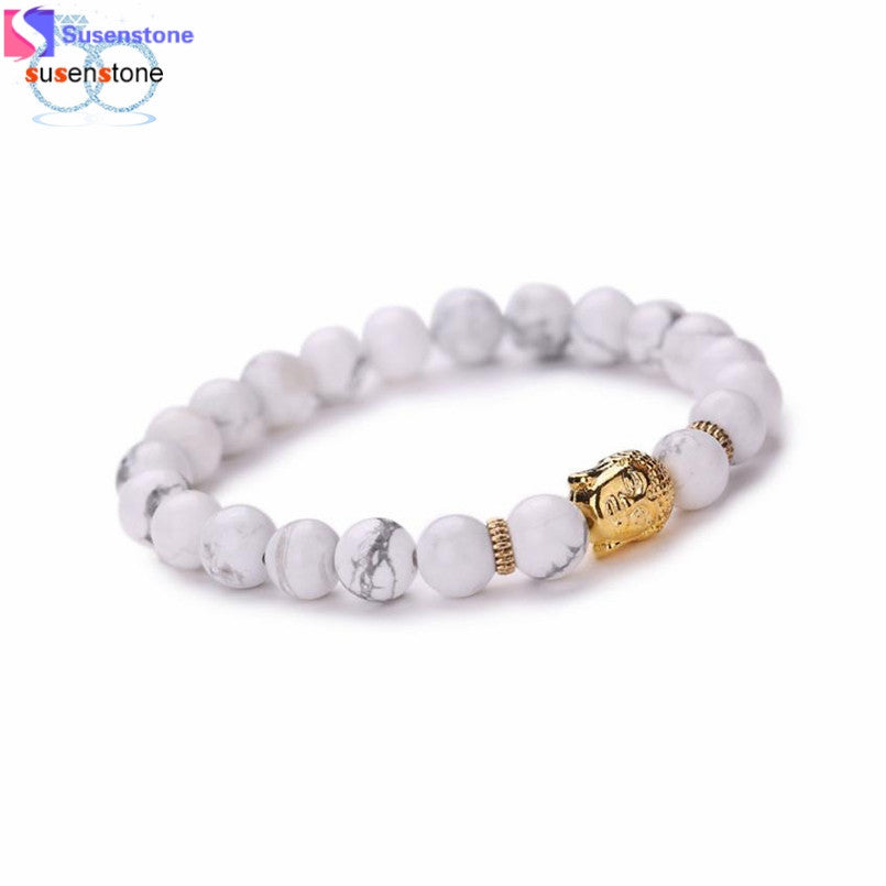 SUSENSTONE Women Men Bracelet Buddha Elastic Beaded Bracelet Chain Charm Bracelets Jewelry