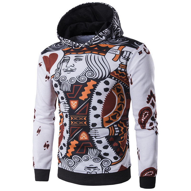 Men Hoodies 3D Sweatshirts Hip Hop Hooded Tracksuit Outwear Fashion Pullover Long Sleeve Playing Cards Print Casual Hoody Top