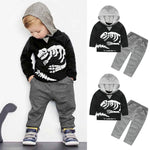 Toddler Kids Baby Girls Boys Dinosaur Bones Clothes Set Hooded Tops+Pants Outfit