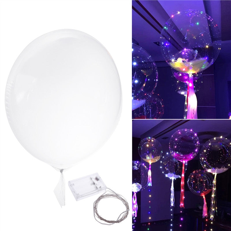 3 Meters LED Colorful Fairy Lights Light Up Balloon Helium Air Inflatable Ballon Transparent Glow Balloon Party Birthday Wedding Light Decor