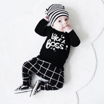 Toddler Baby Boy Outfit Lettering Printed Long Sleeve T-shirt Tops+ Pants Set
