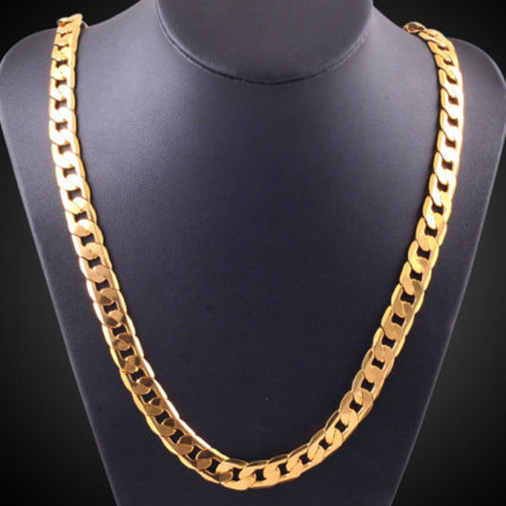 Men Women Fashion Luxury Filled Curb Cuban Link Gold Necklace Jewelry Chain
