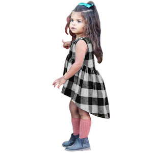 Toddler Kids Baby Girls Clothes Plaid Sleeveless Pageant Party Princess Dress