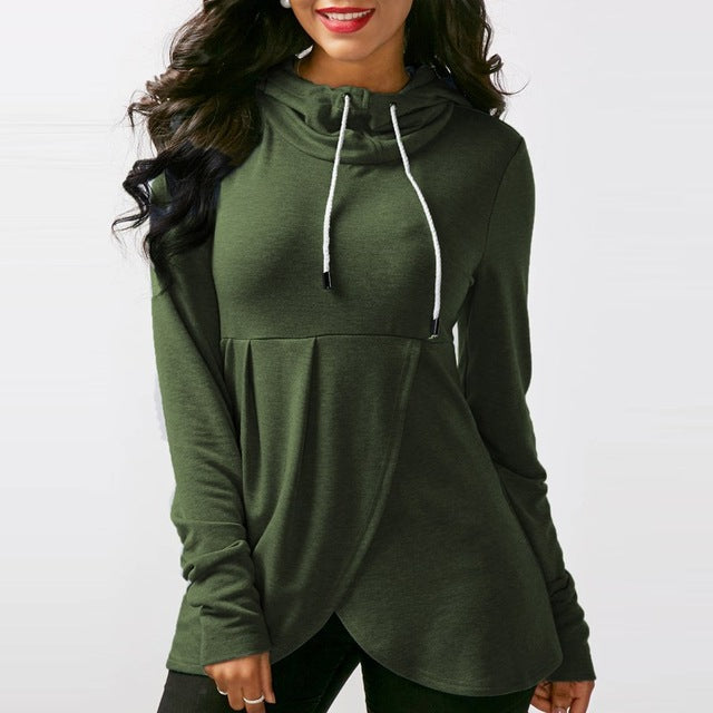 Hoodie Sweatshirt Women Sudaderas Mujer 2018 Spring Long Sleeve Asymmetrical Hem Casual Pullover Hooded Tunic Slim Top Plus Size