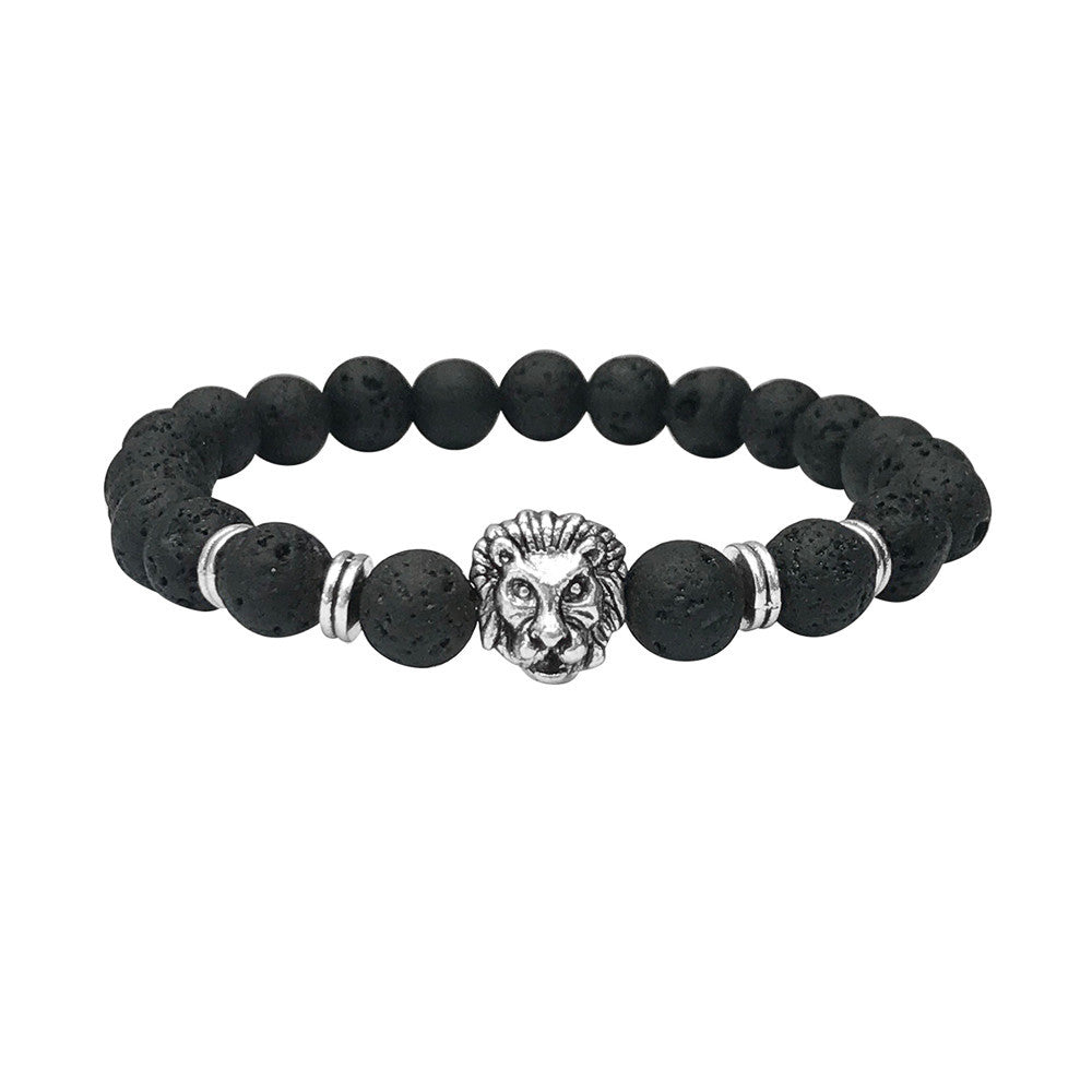 Wholesale Buddha Leo Lion Bracelet Black Lava Stone Bead Bracelets For Men Women